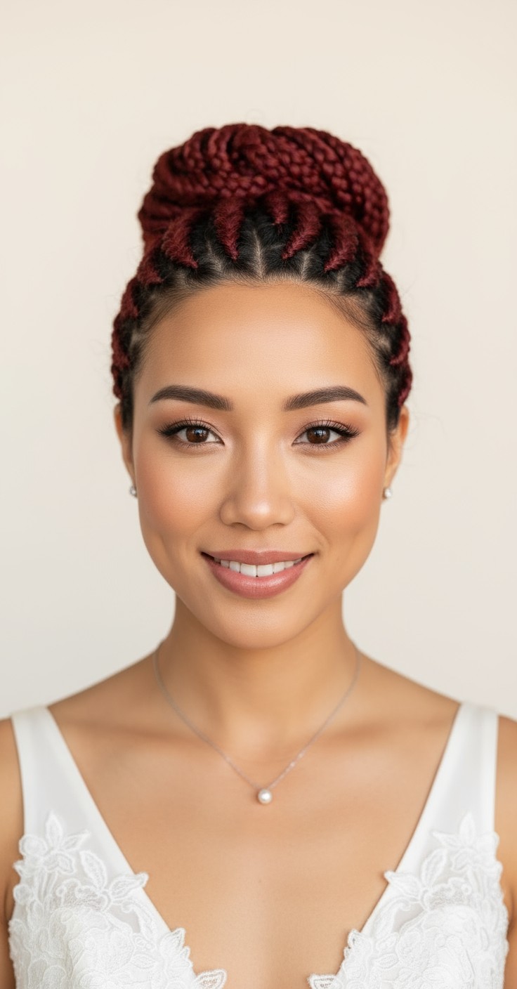 After Red Knotless Braids